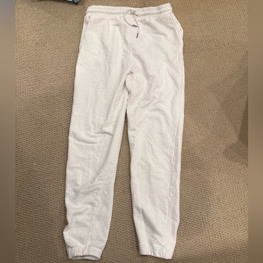 White Drawstring Jogger Sweatpants